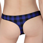 Navy Blue And Black Buffalo Check Print Women's Thong