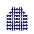 Navy Blue And White Argyle Pattern Print Adjustable Apron