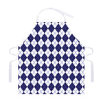 Navy Blue And White Argyle Pattern Print Adjustable Apron