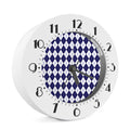 Navy Blue And White Argyle Pattern Print Alarm Clock