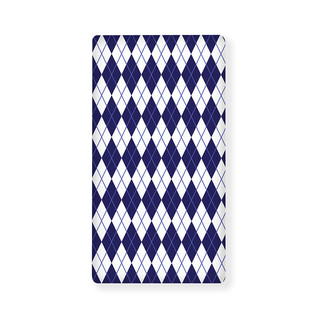 Navy Blue And White Argyle Pattern Print Baby Crib Sheet