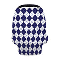 Navy Blue And White Argyle Pattern Print Baby Seat Cover