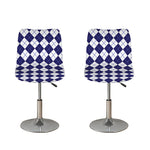 Navy Blue And White Argyle Pattern Print Bar Stool Covers