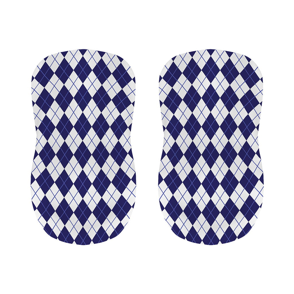 Navy Blue And White Argyle Pattern Print Bar Stool Covers