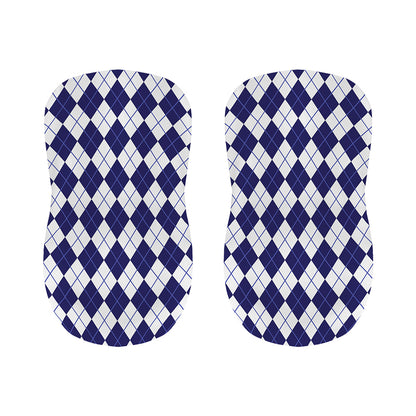 Navy Blue And White Argyle Pattern Print Bar Stool Covers