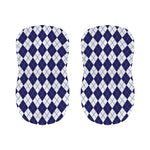 Navy Blue And White Argyle Pattern Print Bar Stool Covers