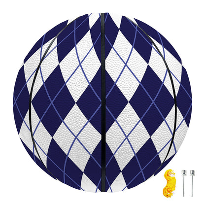 Navy Blue And White Argyle Pattern Print Basketball