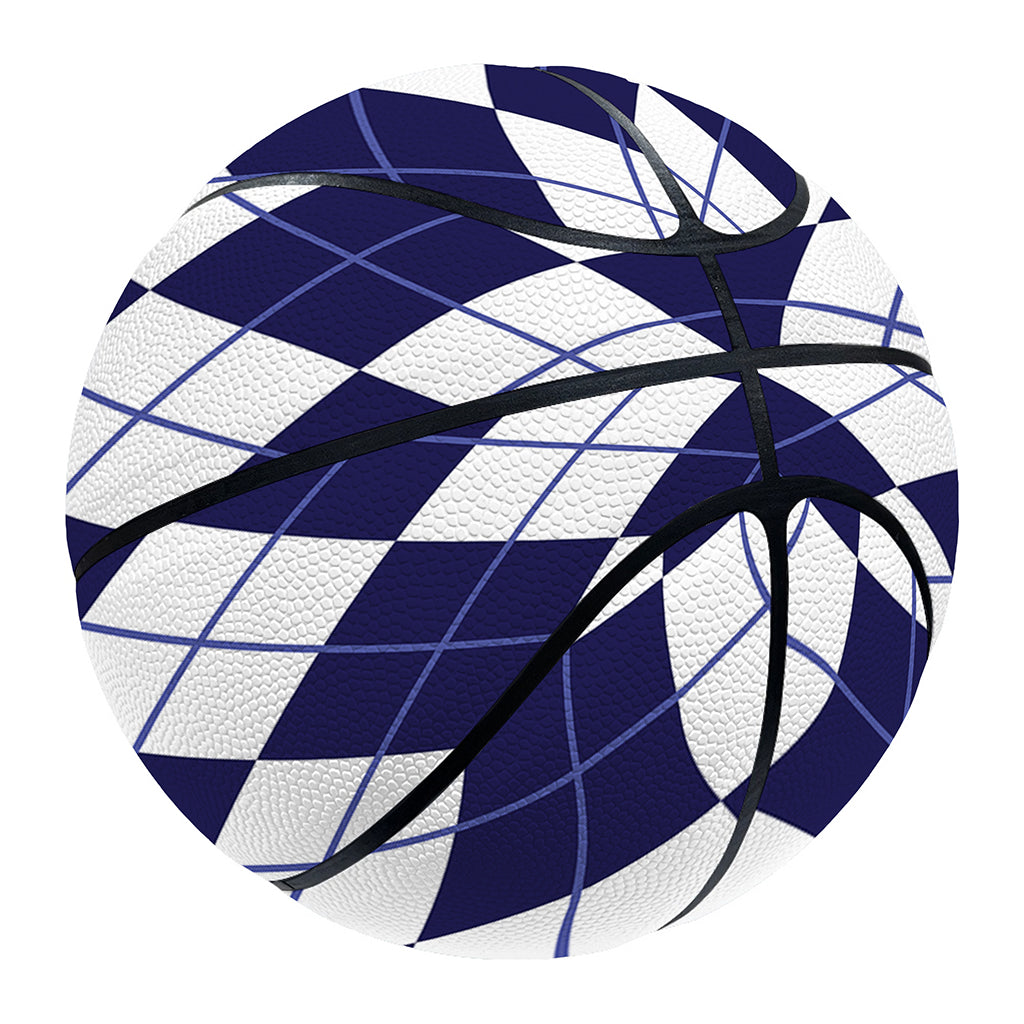 Navy Blue And White Argyle Pattern Print Basketball