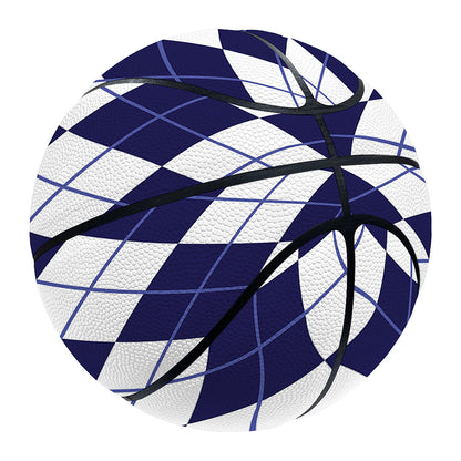 Navy Blue And White Argyle Pattern Print Basketball