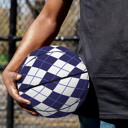 Navy Blue And White Argyle Pattern Print Basketball
