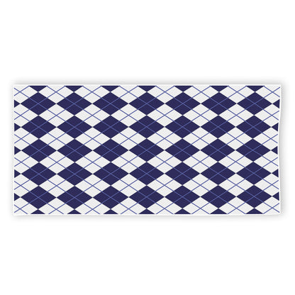 Navy Blue And White Argyle Pattern Print Beach Towel