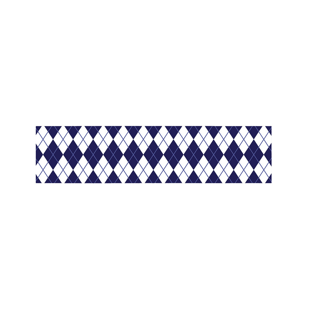 Navy Blue And White Argyle Pattern Print Bed Runner