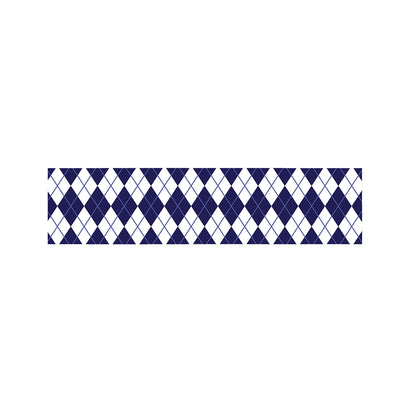 Navy Blue And White Argyle Pattern Print Bed Runner