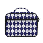 Navy Blue And White Argyle Pattern Print Briefcase Bible Bag