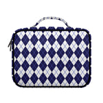 Navy Blue And White Argyle Pattern Print Briefcase Bible Bag