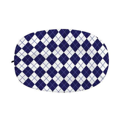 Navy Blue And White Argyle Pattern Print Car Side Mirror Covers