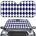 Navy Blue And White Argyle Pattern Print Car Windshield Sun Shade