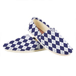 Navy Blue And White Argyle Pattern Print Casual Shoes