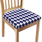 Navy Blue And White Argyle Pattern Print Chair Cushion Cover
