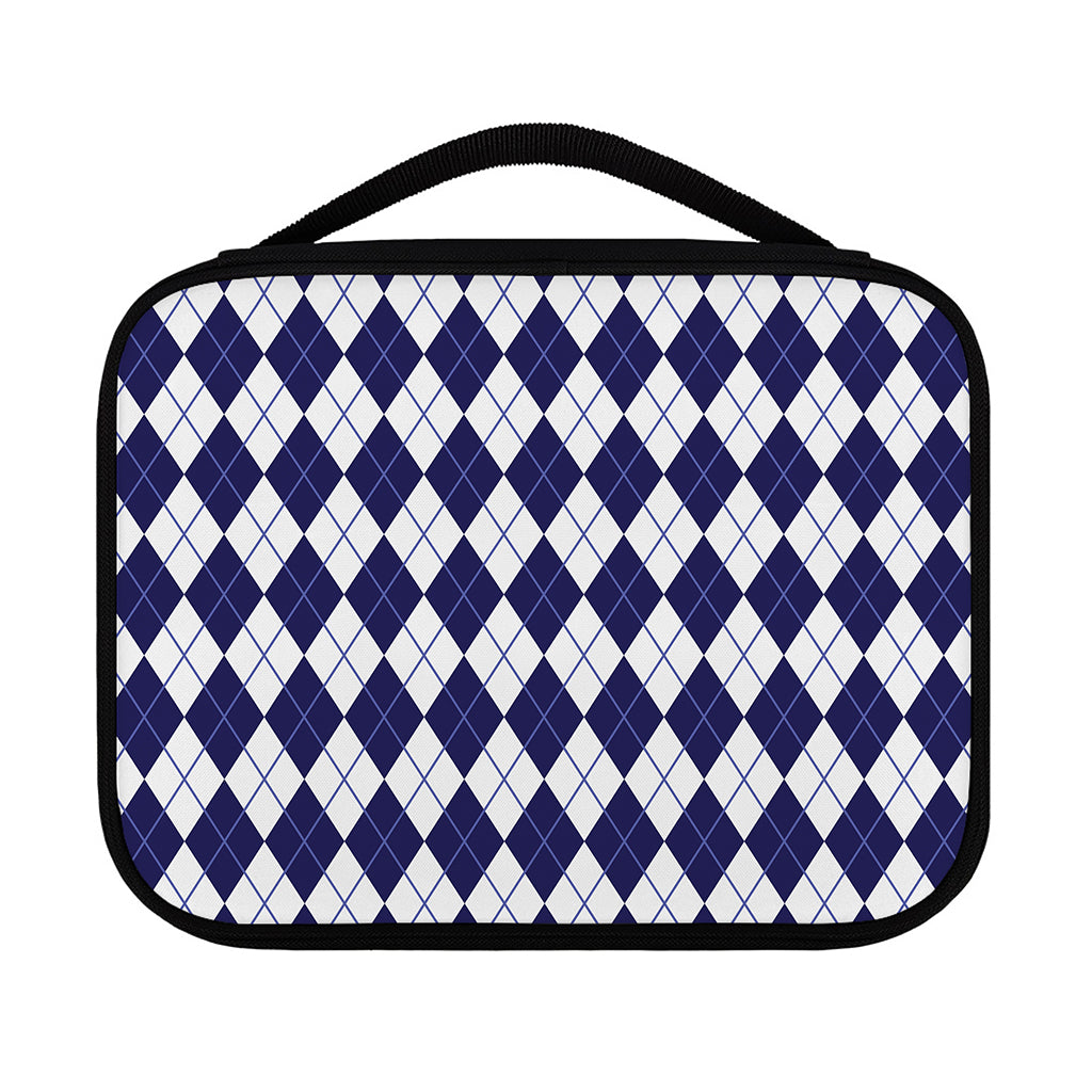 Navy Blue And White Argyle Pattern Print Classic Bible Case