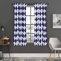 Navy Blue And White Argyle Pattern Print Grommet Curtain Panels