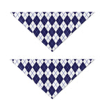 Navy Blue And White Argyle Pattern Print Dog Bandana