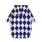 Navy Blue And White Argyle Pattern Print Dog Zip Up Hoodie