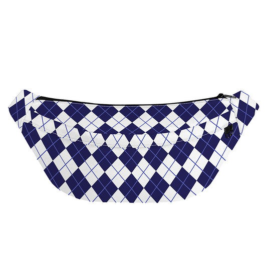 Navy Blue And White Argyle Pattern Print Fanny Pack