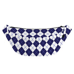 Navy Blue And White Argyle Pattern Print Fanny Pack