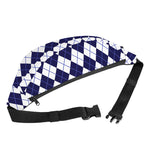 Navy Blue And White Argyle Pattern Print Fanny Pack