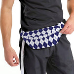 Navy Blue And White Argyle Pattern Print Fanny Pack