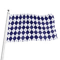 Navy Blue And White Argyle Pattern Print Flag