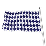 Navy Blue And White Argyle Pattern Print Flag