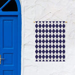 Navy Blue And White Argyle Pattern Print Garden Flag