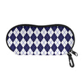 Navy Blue And White Argyle Pattern Print Glasses Case
