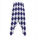 Navy Blue And White Argyle Pattern Print Hammer Pants