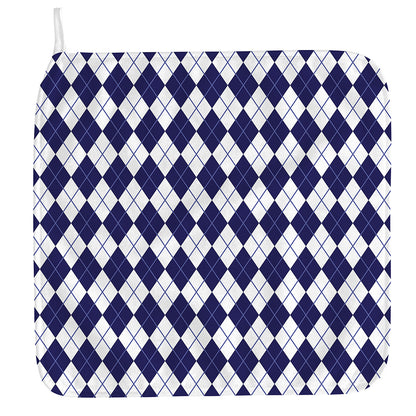 Navy Blue And White Argyle Pattern Print Hand Towel