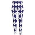 Navy Blue And White Argyle Pattern Print High-Waisted Pocket Leggings