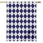 Navy Blue And White Argyle Pattern Print House Flag