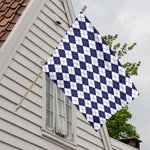 Navy Blue And White Argyle Pattern Print House Flag