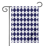 Navy Blue And White Argyle Pattern Print House Flag