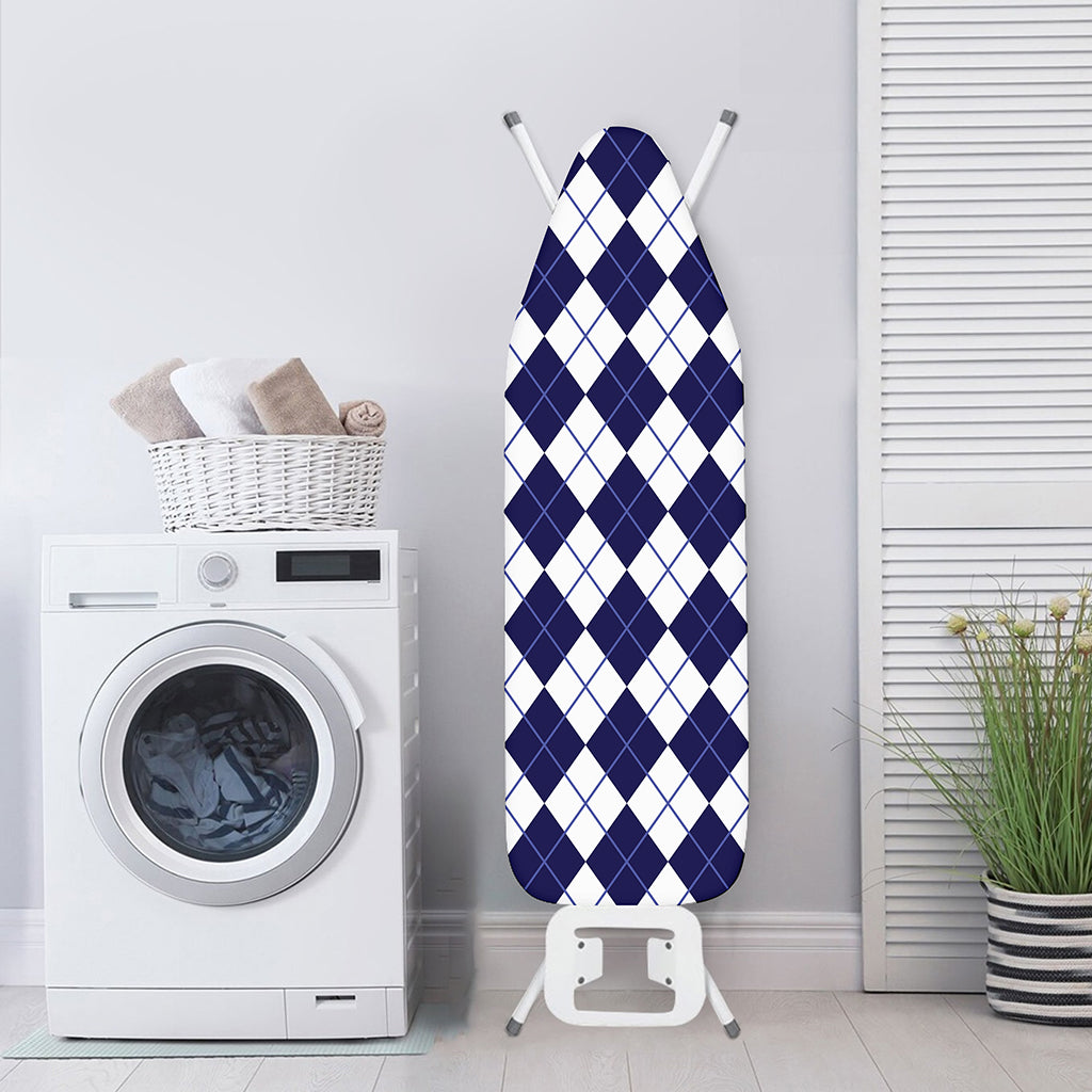 Navy Blue And White Argyle Pattern Print Ironing Board Cover