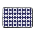 Navy Blue And White Argyle Pattern Print Kitchen Mat