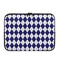 Navy Blue And White Argyle Pattern Print Laptop Sleeve