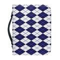 Navy Blue And White Argyle Pattern Print Leather Bible Cover
