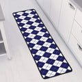 Navy Blue And White Argyle Pattern Print Long Kitchen Mat