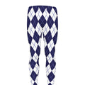 Navy Blue And White Argyle Pattern Print Men's Leggings