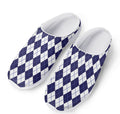 Navy Blue And White Argyle Pattern Print Mesh Casual Shoes