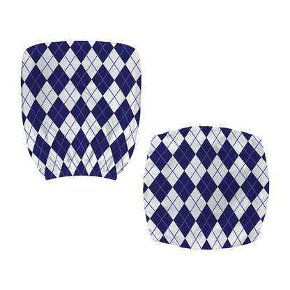 Navy Blue And White Argyle Pattern Print Office Chair Cover