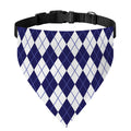 Navy Blue And White Argyle Pattern Print Over The Collar Dog Bandana